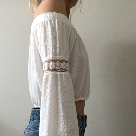 Pac Sun Off the Shoulder White Crop Top - Picture 2 of 6